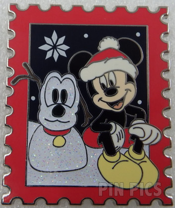 WDW - Mickey and Pluto Snowman - Holiday Postage Stamp - Gift Card PWP