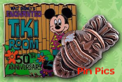DLR- Walt Disney's Enchanted Tiki Room 50th Anniversary Event - Tiki God Mask Boxed Pin Set - Mickey Only (ARTIST PROOF)