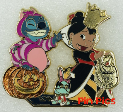 WDI - Lilo, Stitch and Scrump as Cheshire, Queen of Hearts and White Rabbit- Alice In Wonderland - Halloween