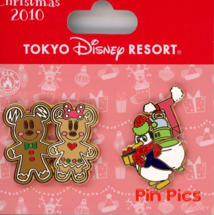 TDR - Mickey, Minnie & Pablo - Gingercookie - Gingerbread Man - Christmas 2010 - 2 Pin Set