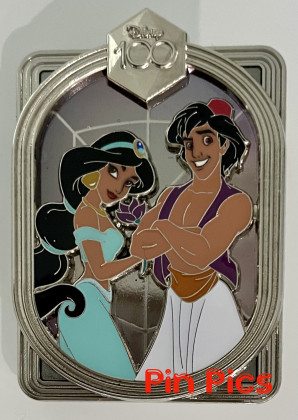 DEC - Aladdin and Jasmine - Celebrating With Character - Disney 100 - Silver Frame