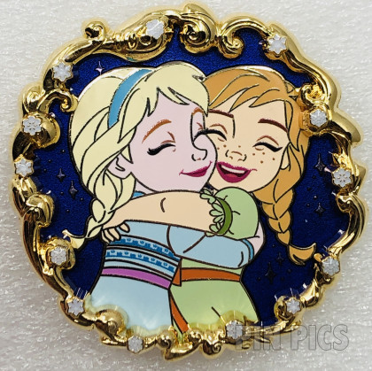 DSSH - Young Elsa and Young Anna - Frozen - 10th Anniversary - Gold Frame