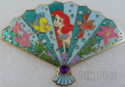 WDI - Ariel, Flounder and Sebastian - Little Mermaid - Floral Fan