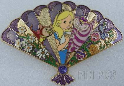 WDI - Alice, Dinah and Cheshire - Floral Fan - Alice in Wonderland