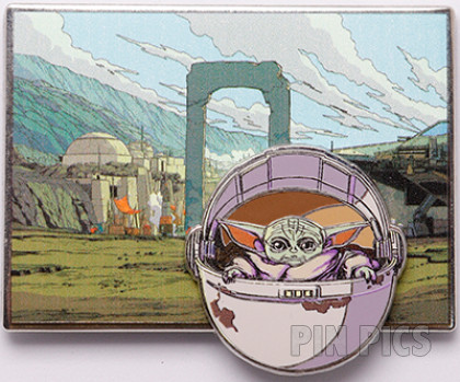 Grogu in Front of Nevarro - Mandalorian Booster - Star Wars - Hover Pram