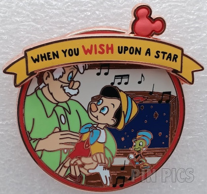 WDW - Pinocchio, Geppetto and Jiminy Cricket - When You Wish Upon a Star - Magic of Music - Magic HapPins - Mystery
