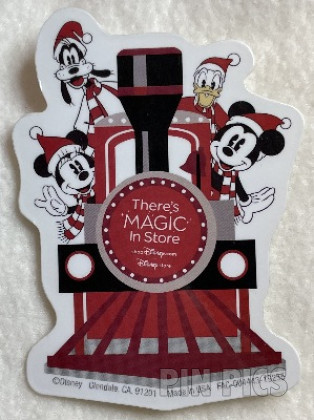 DIS - Mickey, Minnie, Donald and Goofy - Red Train - Magic In Store - Promo Button