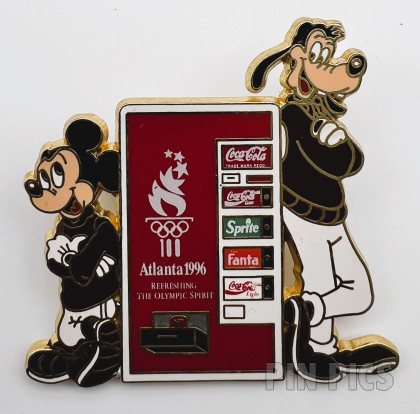 Mickey and Goofy - Atlanta 1996 Olympics - Coca Cola Vending Machine - Refreshing the Olympic Spirit