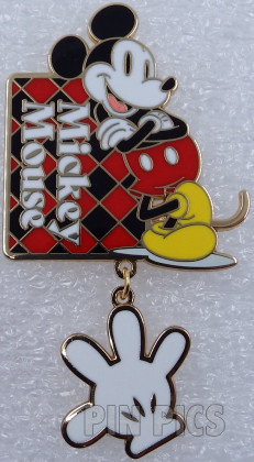 Japan - Mickey Mouse - Red and Black Checkerboard - White Glove - Dangle
