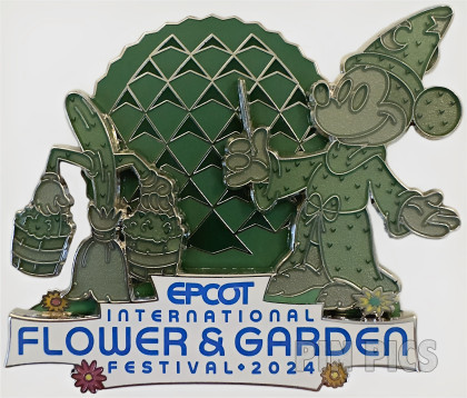 WDW - Sorcerer Mickey Topiary - EPCOT Flower and Garden Festival 2024 - Fantasia - Mop with Buckets - Spaceship Earth