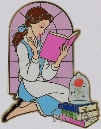 BoxLunch - Belle Reading Books - Beauty and the Beast - Enchanted Rose - Pink Window
