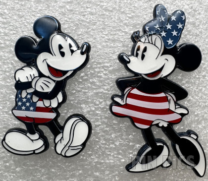 Mickey, Minnie Mouse Set - Patriotic USA Flag - Standing