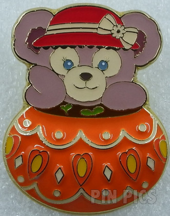 SDR - ShellieMay - Garden Time Set 2 - Pink Bear Behind Orange Flower Pot - Duffy and Friends