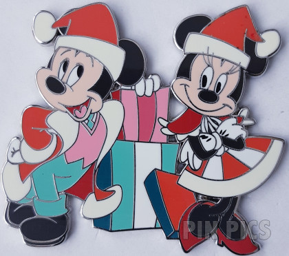 DLP - Santa Minnie and Mickey Mouse - Christmas - Leaning on Gifts
