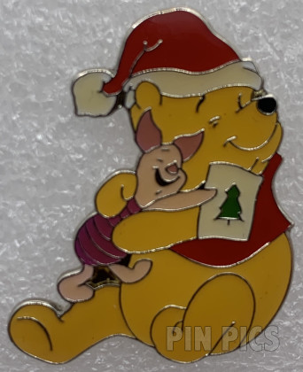 DIS - Pooh and Piglet Hugging - Holiday - Santa Hat