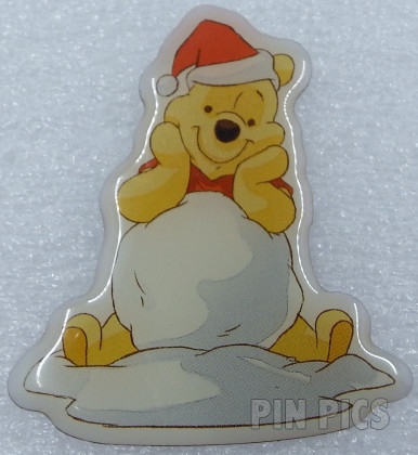 Japan - Winnie the Pooh - Leaning on Snowball Snowman - Santa Hat - Disney on Classic