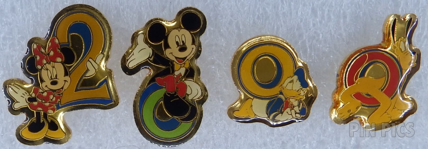 TDR - Mickey, Minnie, Donald & Pluto - 2000 Character - 4 Pin Set - TDL