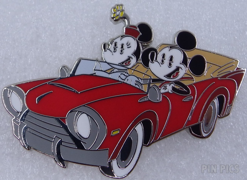 Mickey and Minnie - Driving - Convertible - Red Car