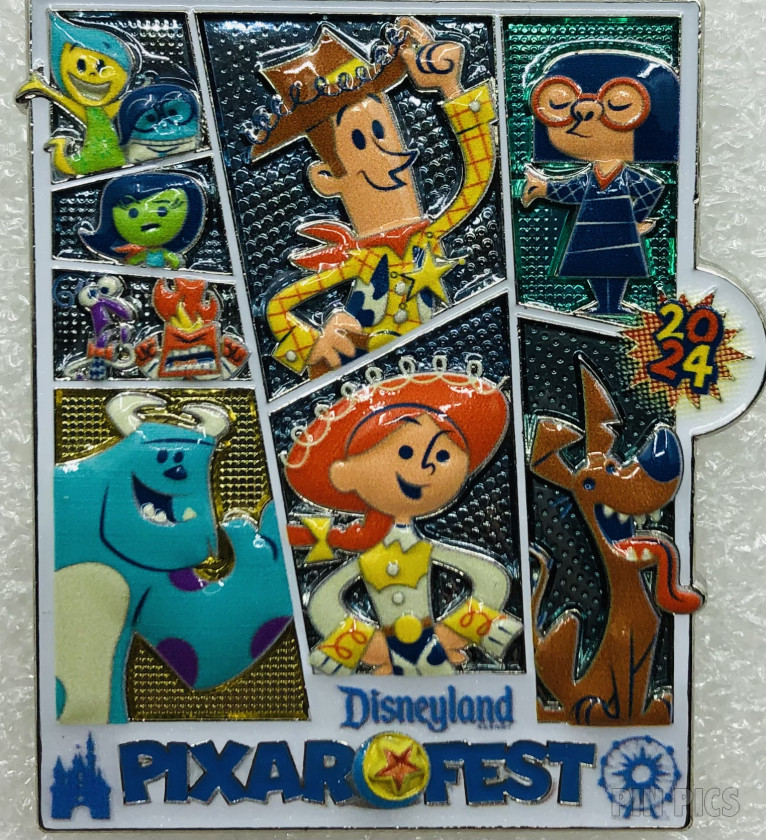 DL - Joy, Fear, Anger, Sadness, Disgust, Sulley, Edna, Woody, Jessie and Dante -Pixar Fest 2024 - Logo