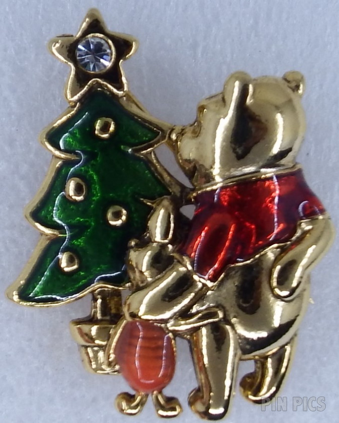 Pooh and Piglet - Looking at a Christmas Tree -  Broach