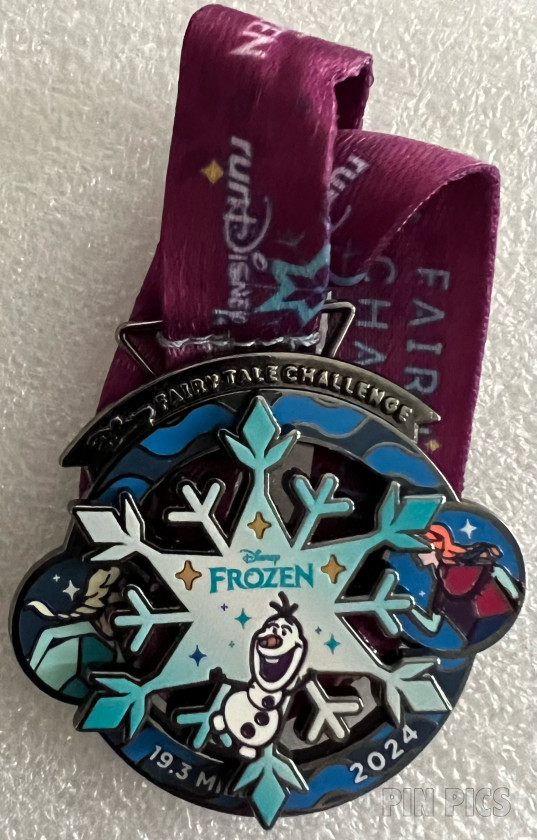 WDW - Olaf, Elsa, Anna - Frozen Fairy Tale Challenge 2024 - runDisney - Medal