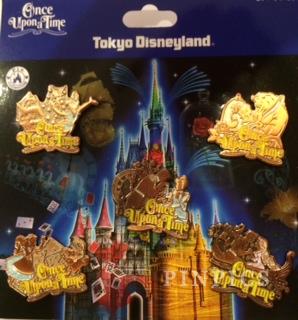 TDR - Peter Pan, Alice, Cinderella, Beauty & the Beast & Tangled - Once Upon A Time - 5 Pin Set - TDL