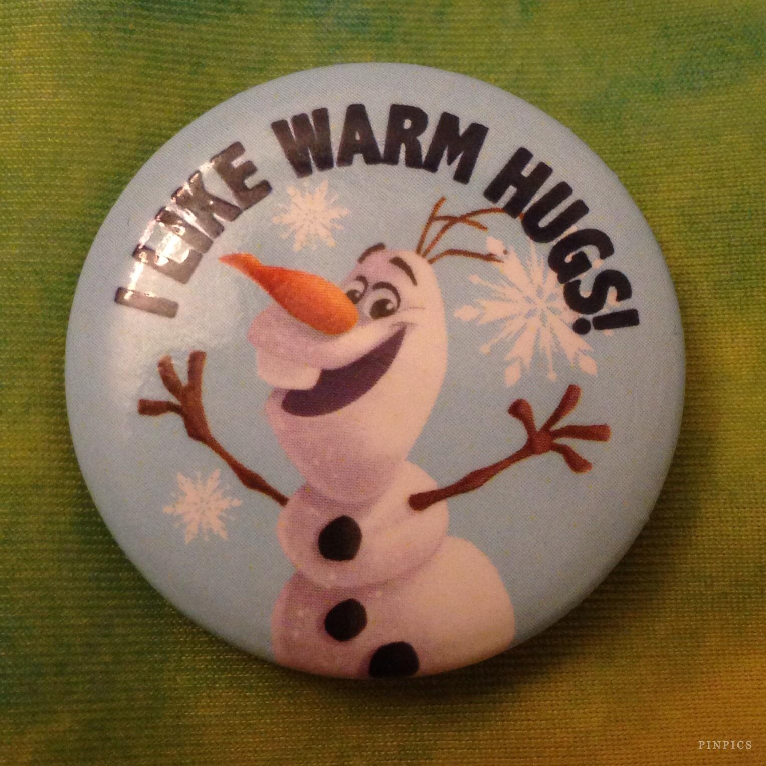 Button: Hot Topic - Frozen Olaf I Like Warm Hugs!