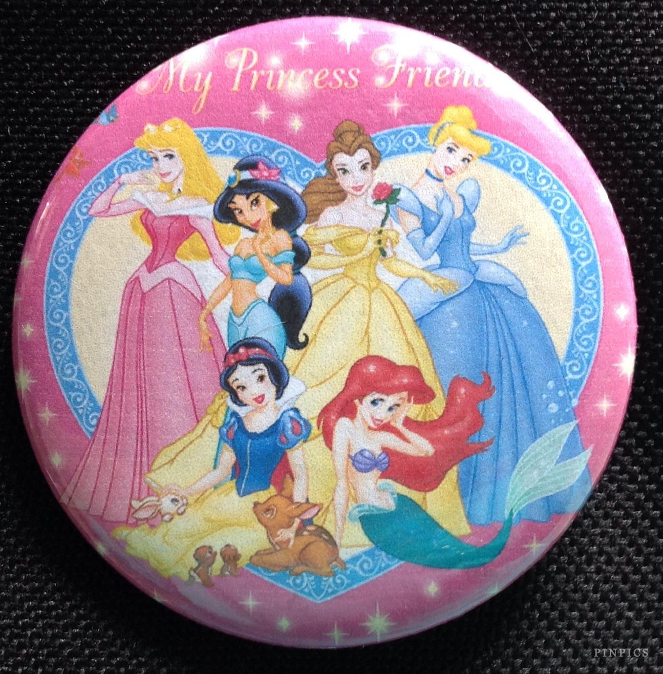 Button: My Princess Friends: Aurora, Jasmine, Belle, Cinderella, Snow White & Ariel