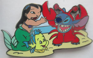 Disney Auctions - Lilo and Stitch as Ariel & Sebastian with Flounder BLACK Artist Proof