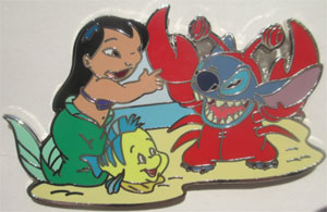 Disney Auctions - Lilo and Stitch as Ariel & Sebastian with Flounder SILVER Artist Proof