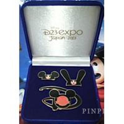 Japan D23 - Mickey, Oswald & Logo - D23 Expo 2013 - 3 Pin Box Set
