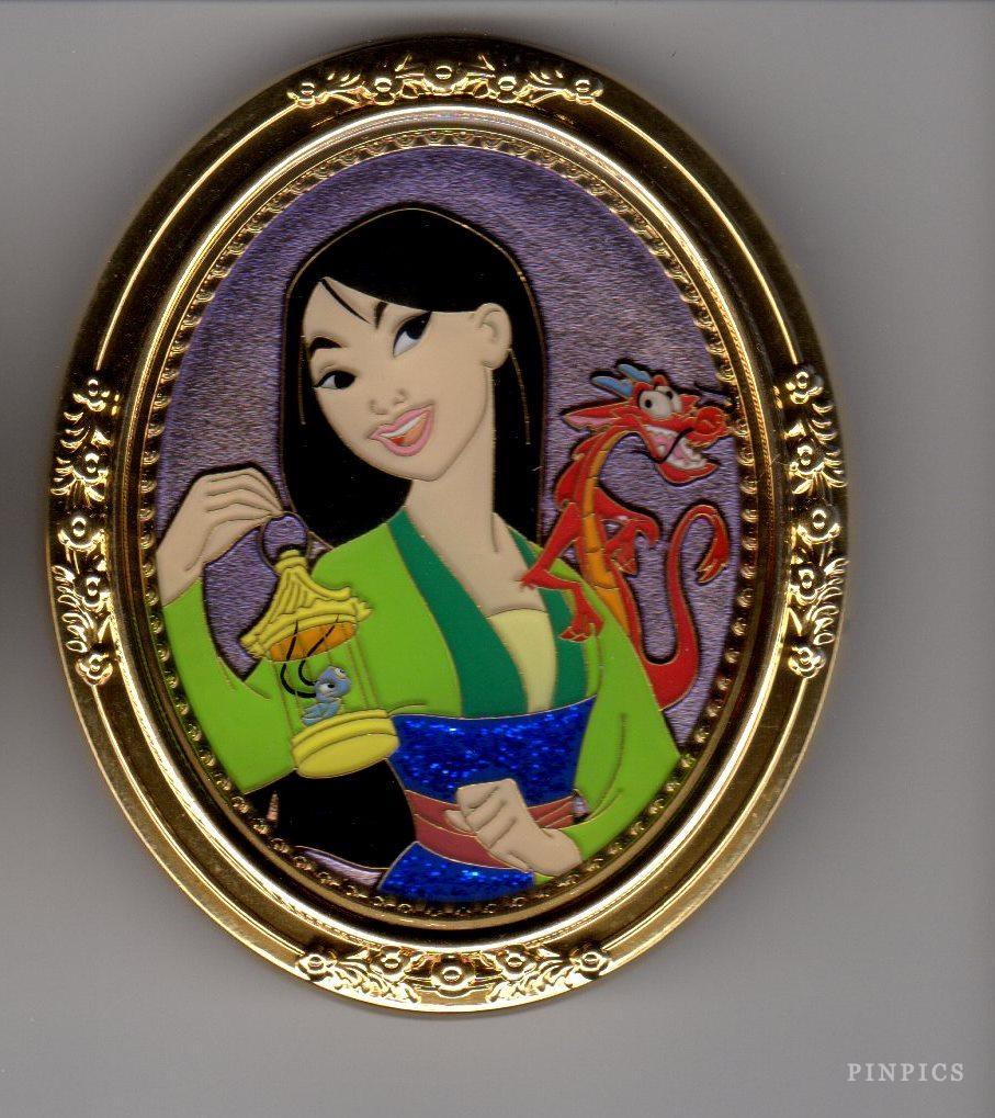 WDI - Princess Gold Frame - Mulan Mushu and Cri-Kee