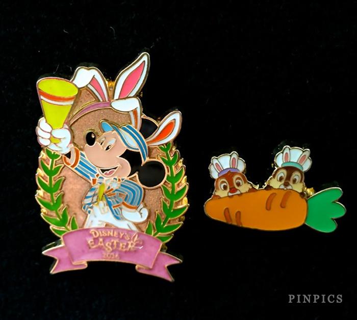 TDR - Mickey Mouse and Chip & Dale - Carrot - Easter 2016 - 2 Pin Set - TDL