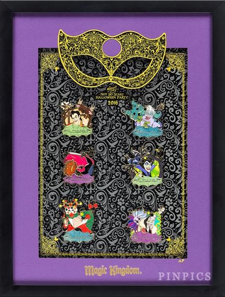 WDW - MNSSHP 2016 - Villains 6 pin Tiered Frame Set w/Ursula Completer pin