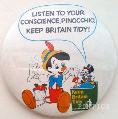 Button - Pinocchio - Keep Britain Tidy