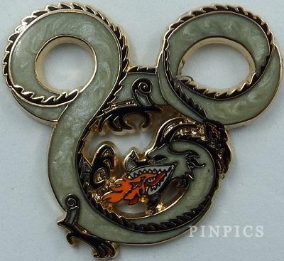 WDI - Mickey Mouse Head Fire Breathing Dragon - Pearlized White