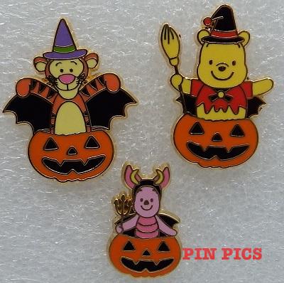 JDS - Pooh, Tigger, Piglet - Witch - Halloween 2003 - Mini 3 Pin Set