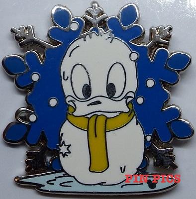 DL - Donald - Snowman Wearing Yellow Scarf - Blue Snowflake - Hidden Mickey Lanyard 2007