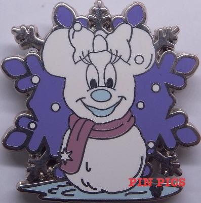 DL - Minnie - Snowman Wearing Pink Scarf - Purple Snowflake - Hidden Mickey Lanyard 2007