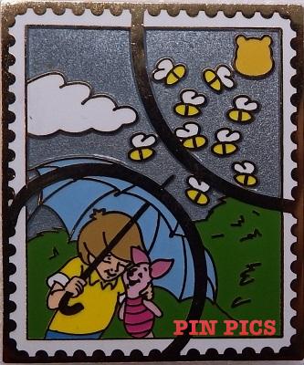 Pin Trading Stamp Collection - Pooh's Head - Christopher Robin & Piglet