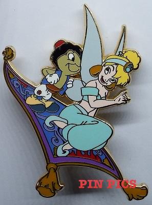 Jiminy Cricket & Tinker Bell as Aladdin & Jasmine Halloween Dress-Up Series Pin