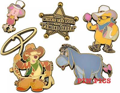 JDS - Pooh, Piglet, Tigger & Eeyore - Western - Paw And Order - 5 Pin Box Set