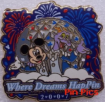WDW - Mickey and Figment - Where Dreams HapPIN 2007 - Disney's Pin Celebration - Spaceship Earth - Fireworks