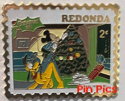 Mickey & Pluto - Redonda Christmas Stamp