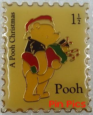 Dl - Pooh Christmas Stamp with stocking