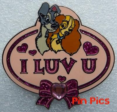 Cast Exclusive I LUV U Valentines Nametag Pin - Lady and the Tramp
