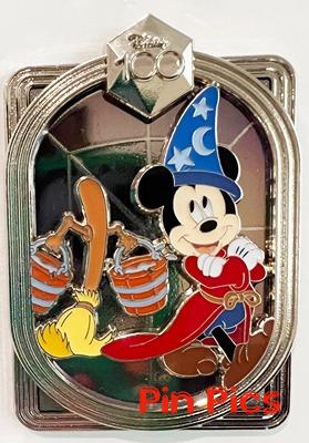 DEC - Sorcerer Mickey and Broom - Celebrating With Character - Disney 100 - Silver Frame - Fantasia