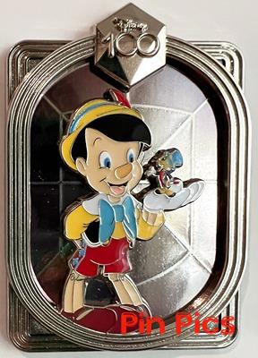 DEC - Pinocchio and Jiminy - Celebrating With Character - Disney 100 - Silver Frame