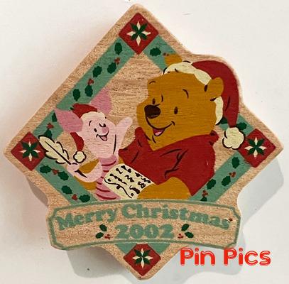 TDR - Pooh & Piglet - Santa - Merry Christmas 2002 - Wooden - TDL