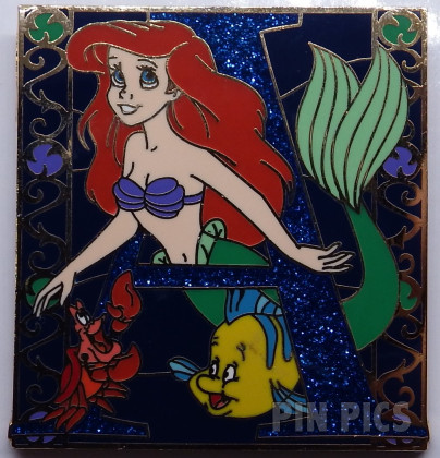 Ariel with Sebastian & Flounder - The Little Mermaid - Storybook Initial